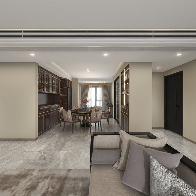 Koyu ahşap tahıl kapısı paneli tarzı yeni Çin tarzı oturma odası TV dolabı