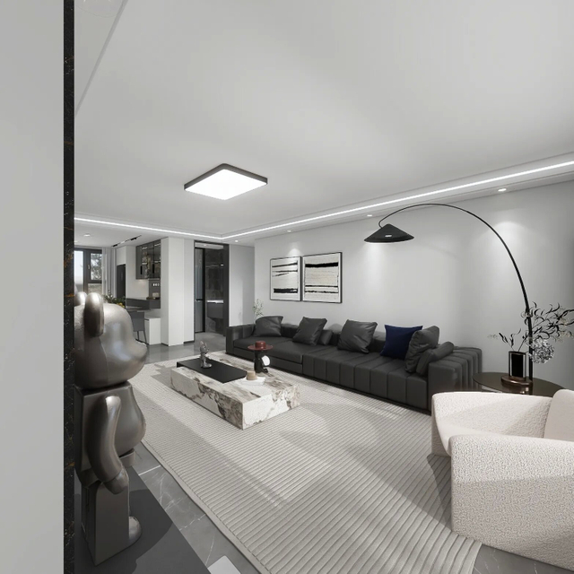 Siyah beyaz modern tarzda oturma odası dolabı