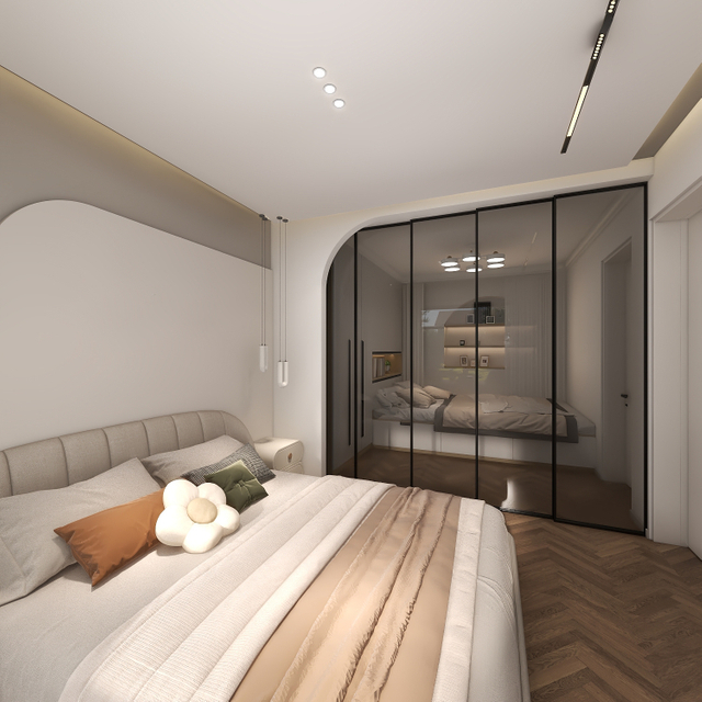 Beyaz Dolap Arc-şekil tasarımı Yatak Odası